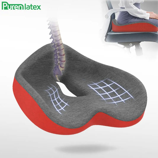 Purenlatex Coccyx Chair Cushion Comfort Memory Foam Seat Orthopedic Pillow for Lower Back Tailbone and Sciatica Pain Relief