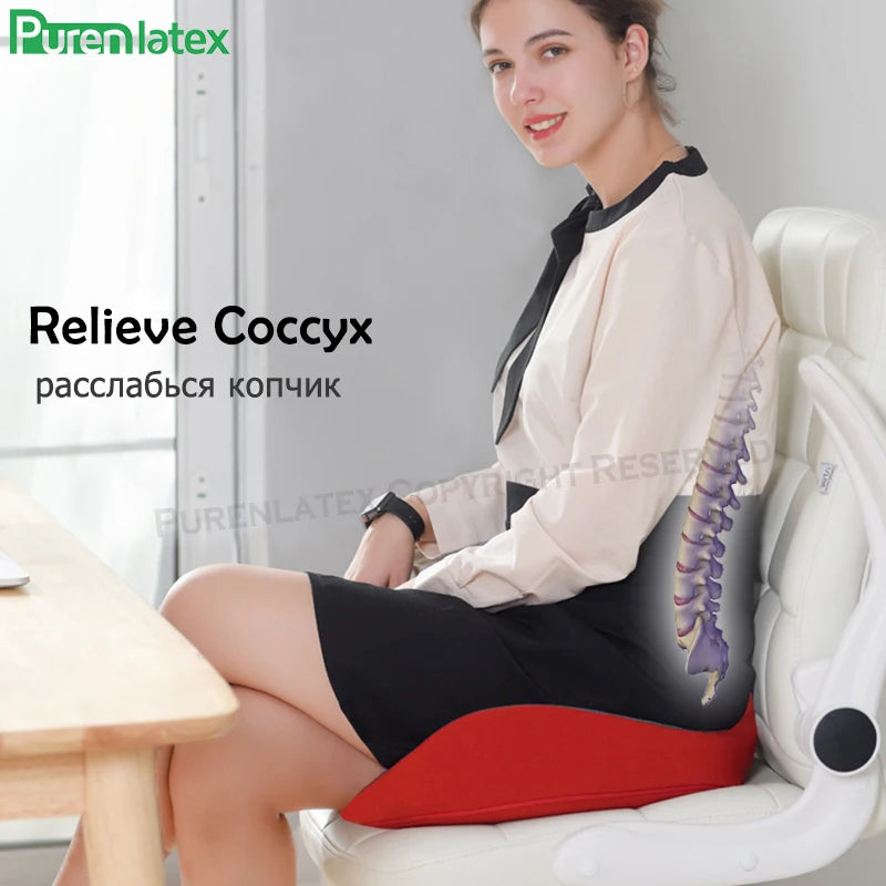 Purenlatex Coccyx Chair Cushion Comfort Memory Foam Seat Orthopedic Pillow for Lower Back Tailbone and Sciatica Pain Relief