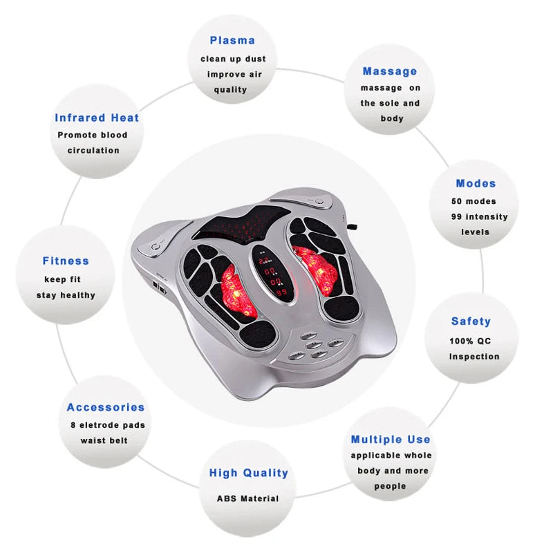 Electric Foot Massager Machine Heat Infrared Acupuncture Shiatsu Feet Massage Blood Circulation Device Body Physical Therapy