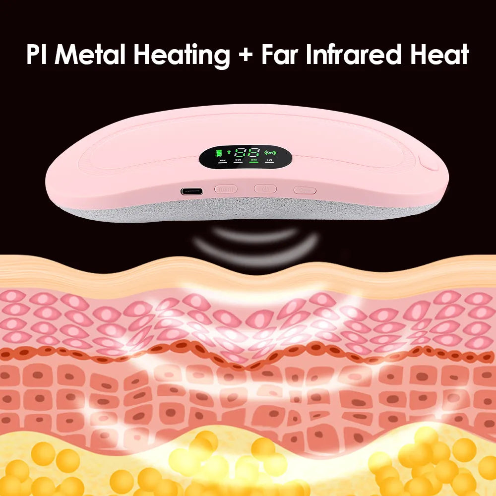Electric Menstrual Cramp Massager Vibrator Heating Belt for Menstrual Pain. Waist- Stomach Warming. Rechargeable