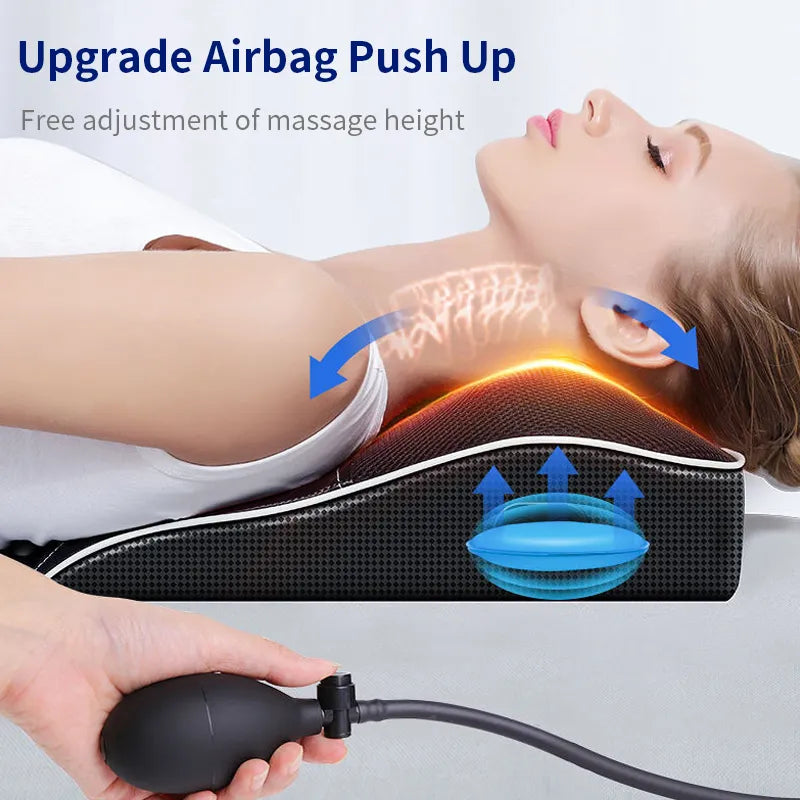 Jinkairui Electric Shiatsu Head Neck Cervical Traction Body Massager Car Back Pillow with Heating Vibrating Massage Device