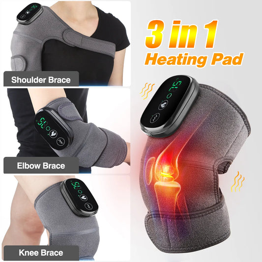 Electric Heating Therapy Knee Vibration Massager Leg Joint Physiotherapy Elbow Warm Wrap Arthritis Pain Relief Knee Pad Massage