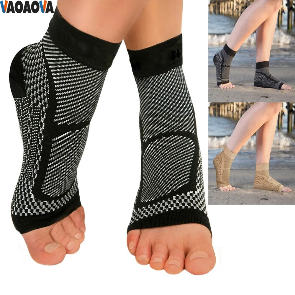 1 Pair Men/ Women Ankle Compression Sleeve Toeless Socks for Plantar Fasciitis, Foot & Arch Support Injury Recovery Joint Pain