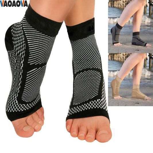 1 par de calcetines sin dedos con manga de compresión de tobillo para hombre/mujer para fascitis Plantar, soporte para pies y arco, recuperación de lesiones, dolor en las articulaciones