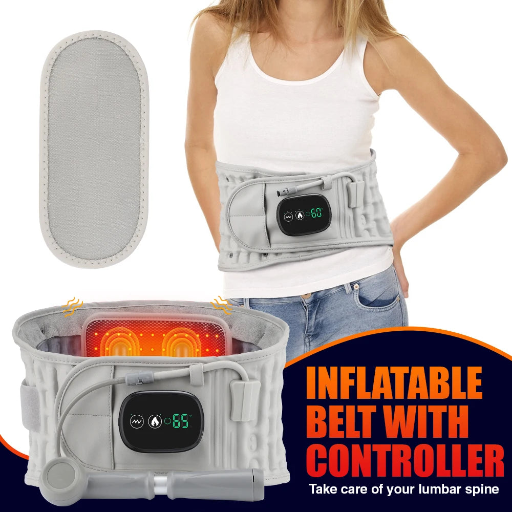 Inflatable Belt Red Light Heating Vibration Massage Airbag Support Back Relief Waist Support Belt Abdomen Pain Relief USB Charge