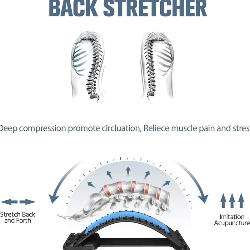 Back Stretcher Magnetotherapy, Multi-Level Adjustable Massager. Waist, Neck Fitness, Lumbar Cervical Spine Support Pain Relief
