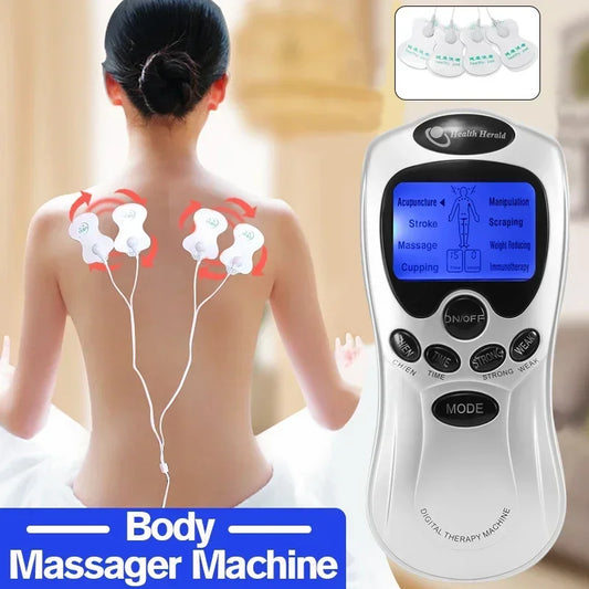 Electric Tens Machine Digital Therapy Body Pain Relief Acupuncture Massage Stimulator 4 Electrode Pads Massager Health 4 Ways