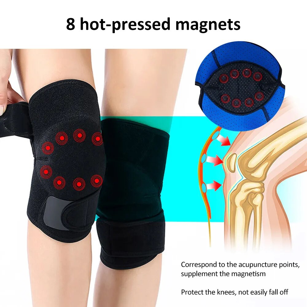 Rodilleras de terapia magnética de turmalina, rodillera autocalentable, alivio del dolor, artritis, soporte de rodilla, mangas de masaje para rótula