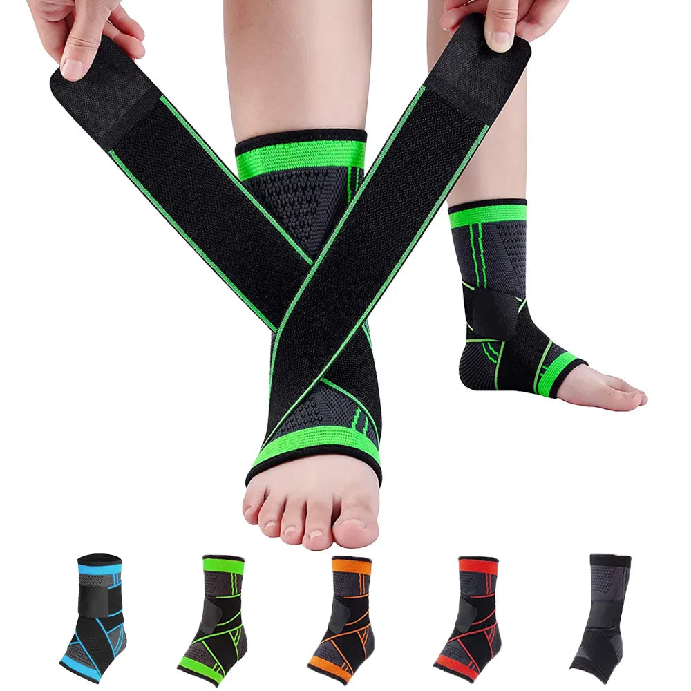 Adjustable Ankle Support Compression Ankle Brace Protector for Running Soccer Basketball Nylon Knitted Gym Bandage Ankle Strap