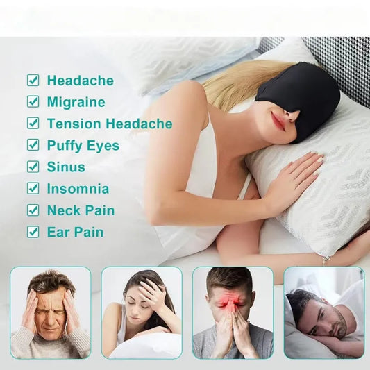 Gorro para aliviar el dolor de cabeza y migraña, máscara o gorro de hielo utilizado para migrañas y alivio del dolor de cabeza por tensión, masajeador de cabeza para terapia de frío caliente