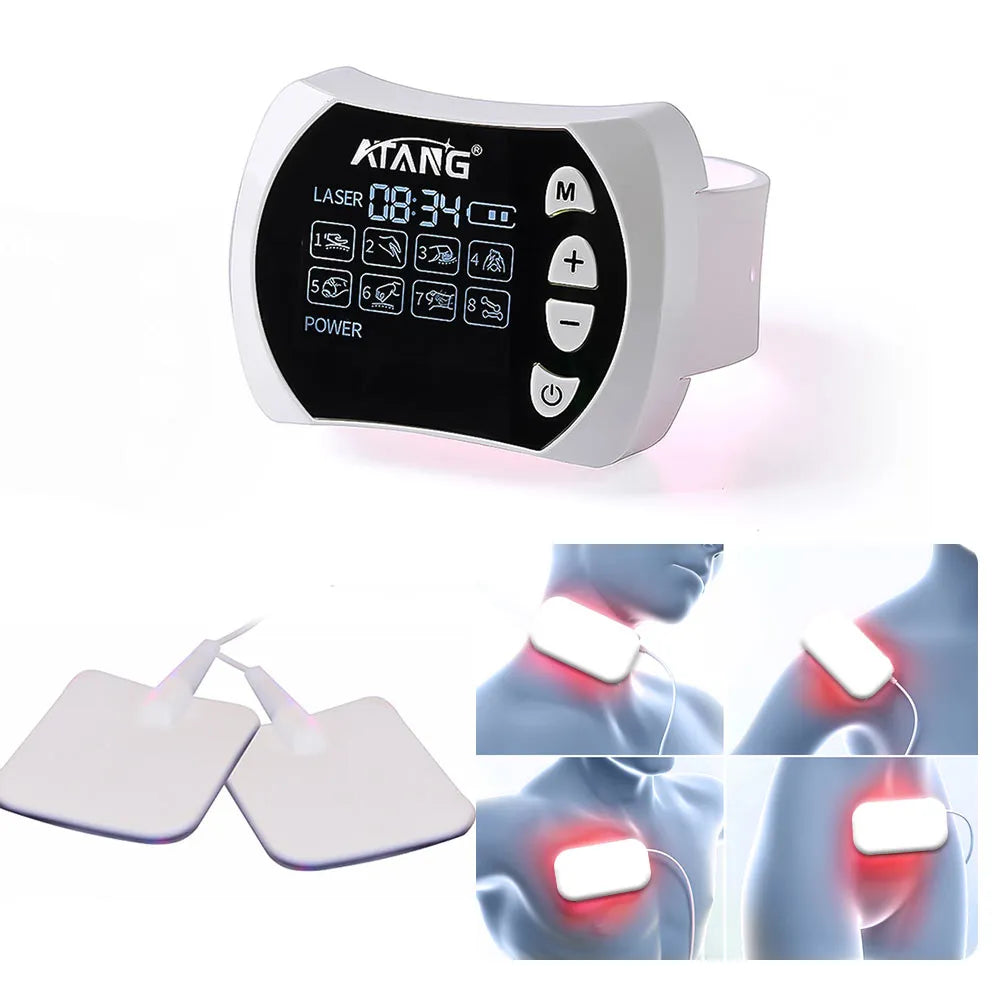 Multifunction Wrist Watch Pain Relief Rhinitis Pharyngitis Diabetes Hypertension Full Accessories Laser Therapy EMS PAD  Device