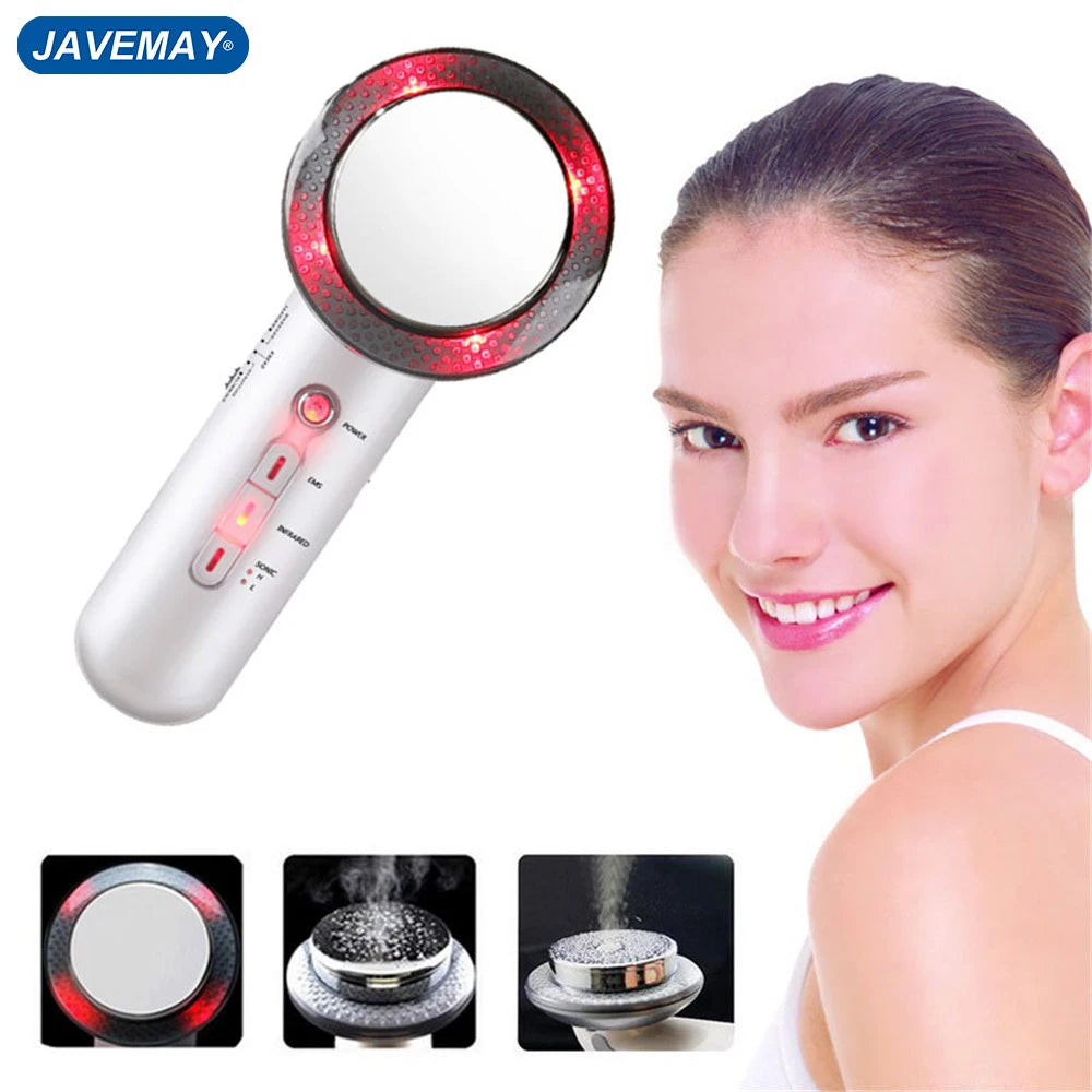 3 In 1 Facial Lifting EMS Infrared Ultrasonic Body Massager Device Slimming Fat Burner Cavitation Face Beauty Machine Therapy